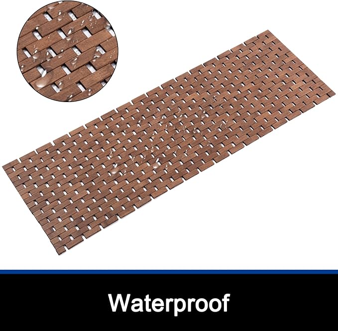 Bath Mat Bathroom Runner Long Large Rugs Floor Wood Shower Bathtub Waterproof Non Slip Accessories 16x48 Inch Easy to Clean, Walnut, 1 pc - Image 2