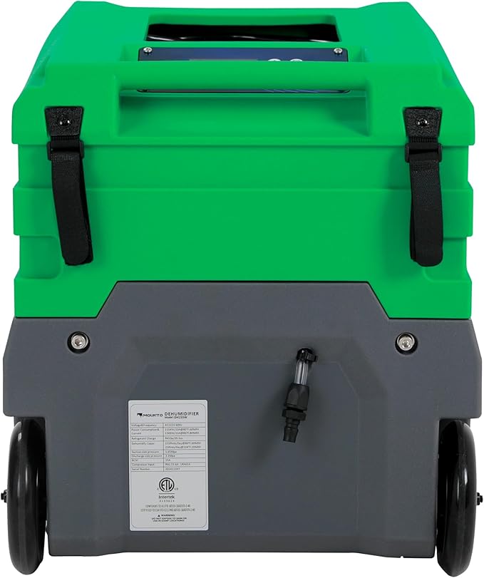 Mounto MOUNTO 268Pints LGR Commercial Compact Dehumidifier with Pump and Drain Hose, LGR Portable Dehumidifier with wheels for Home, Basements, Garages, and Job Sites (Green) - Image 4