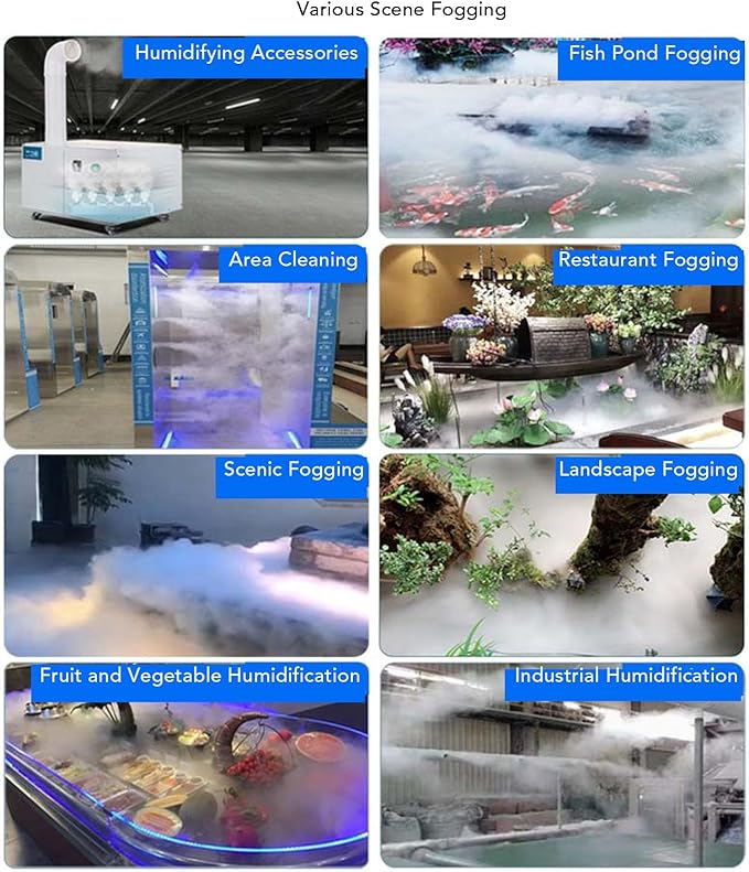 Ultrasonic Fogger Humidifier Mist Maker 3 Heads 36V Stainless Steel Low Noise Outdoor Indoor Garden Terrace Commercial Spaces 3 Meters Cable Length - Image 3