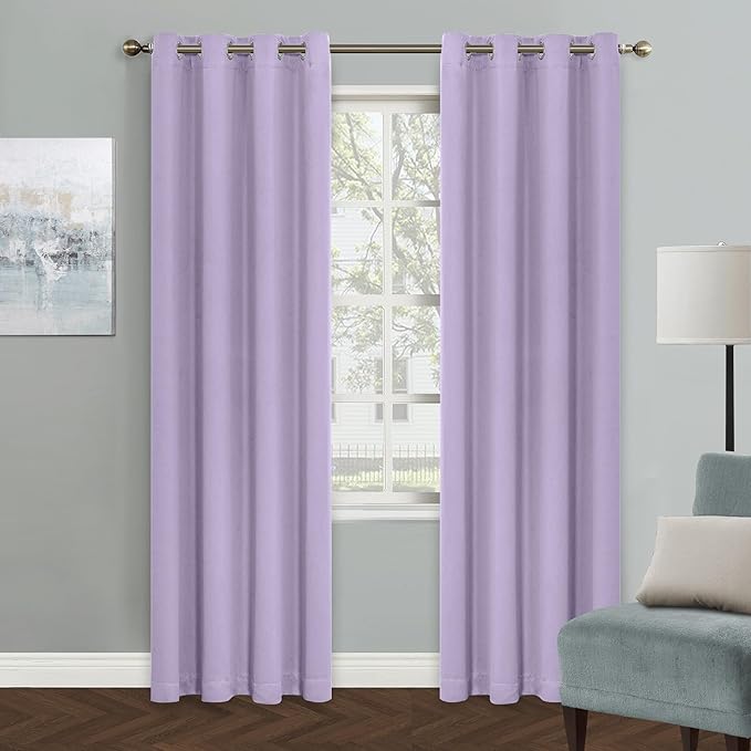 MYSKY HOME Lilac Blackout Curtains for Living Room, 84 Inch Long Grommet Room Darkening Curtain for Bedroom, Amazing Triple Weave Thermal Insulated Curtain, 1 Curtain Panel, 52 x 84 Inch, Lilac by MYSKYHOME