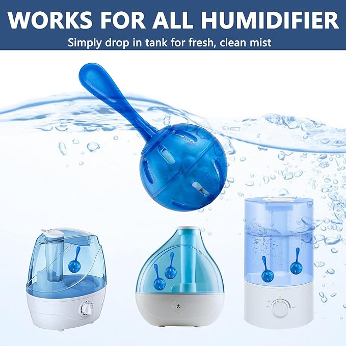 Humidifier Cleaner Ball, 10 Pack, Silver Ion Humidifier Tank Cleaner, Prevents Hard Water Build-up & Mold, Long-Lasting Water Purifier for All-Season Use, Fits Most Humidifiers, Fish Tanks & Vases - Image 2