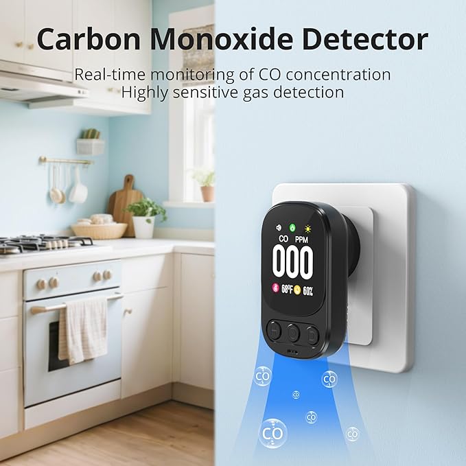 3-in-1 Carbon Monoxide Detectors INKBIRDPLUS Carbon Monoxide Detector Plug in for Travel with Temperature & Humidity Sensor Built-in, CO Gas Level Monitor Alarm for Kitchen, Accurate & Easy to Install - Image 8