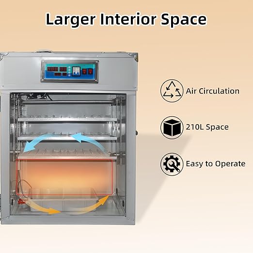 XKV 264 Egg Incubator with Automatic Egg Turning,Temperature Control and Humidity Control,Hatching Eggs,Chicken,Ducks,Poultry,Industrial Brooding Machine Chicken Incubator for Farm,Lab,Home,Indoor - Image 8