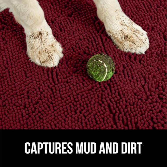 GORILLA GRIP SOAKSTOPPER Dog Door Mat, 36x24 Machine Washable Rug Absorbent Doormat Captures Moisture Mud Dirt, Quick Dry Soft Chenille Entryway Rugs Indoor Entrance Mats for Dog Paws, Burgundy - Image 4