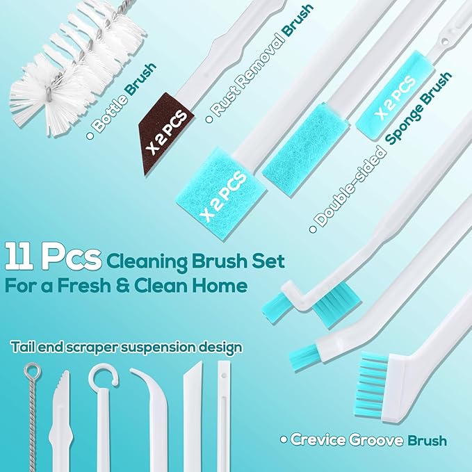 XANGNIER 11 Pcs Humidifier Cleaner Brush Set – Small Detail Cleaning Brushes for Crevices, Gaps, Corners, Keyboard, Bottle, Tiles, and Tight Spaces – Household & Travel Cleaning Tools - Image 3