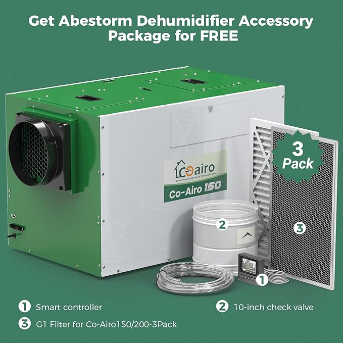 Whole House Dehumidifier with Controller, 280 Pint with Fresh Air Function, Crawl Space Dehumidifier with Drain Hose Up to 3500 sq. ft. for Grow Tent, Whole House, Commercial, Basement - Image 2