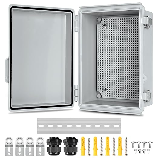 Waterproof Electrical Junction Box, IP67 Plastic Weatherproof Electrical Enclosure with Aluminum DIN Rail, Mounting Plate, Wall Brackets for DIY Project WiFi(13.8''×9.8''×5.9") by TOTUFY
