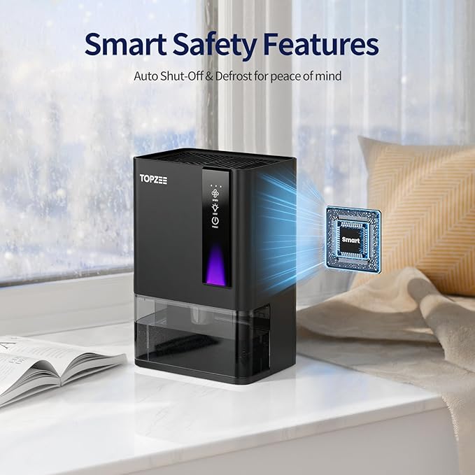 Dehumidifiers for Home, Dehumidifier for Bedroom Bathroom Basement with Auto Shut Off, Dual-Semiconductor Quiet Dehumidifier, Black - Image 6