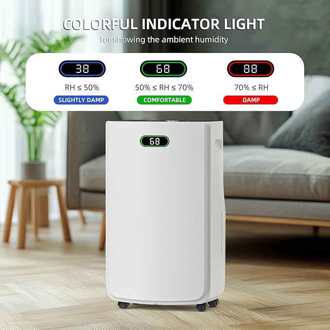 5000 Sq.Ft Dehumidifier for Basement with Drain Hose, 80 Pint Dehumidifiers for Home with Large 6.5L Water Tank,24H Timer,Child Lock,Defrost,Silent,4 Modes Operation Auto Shut-off - Image 4