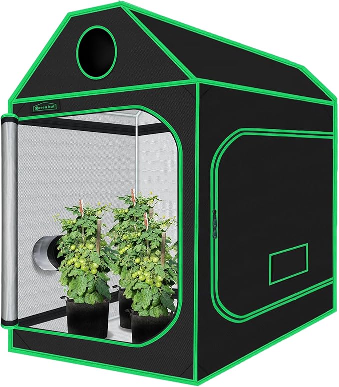 5x5 Growing Tent, 60"x60"x72" Roof Cube Grow Tent Plant Grow Tent, Indoor Growing Tent with Observation Windows, Lightproof Roof Cube Tent with Floor Tray, Mylar Hydroponic Tent by GreenHut