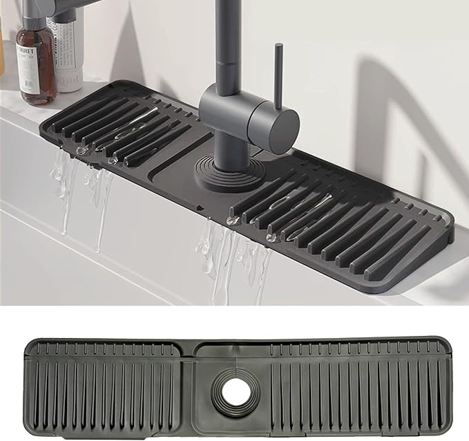 STARGAZ STARGAZ Silicone Faucet Mat For Kitchen Sink,Sink Back Splash Guard, Faucet Draining Mat,Kitchen Sink Rubber Mat,Bathroom Sink Sink Mat,Soap Dish,Silicone Sink Protector(24”×5.5”) by Unknown