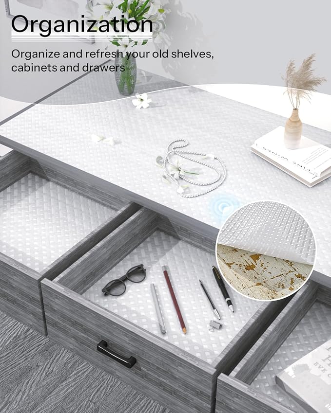Shelf and Drawer Liner for Kitchen Cabinet, Non-Adhesive 24in x 240in Waterproof Contact Paper Refrigerator Liners Thickened Durable EVA Material Non Slip Mat for Dresser Cupboard Pantry Protector - Image 5