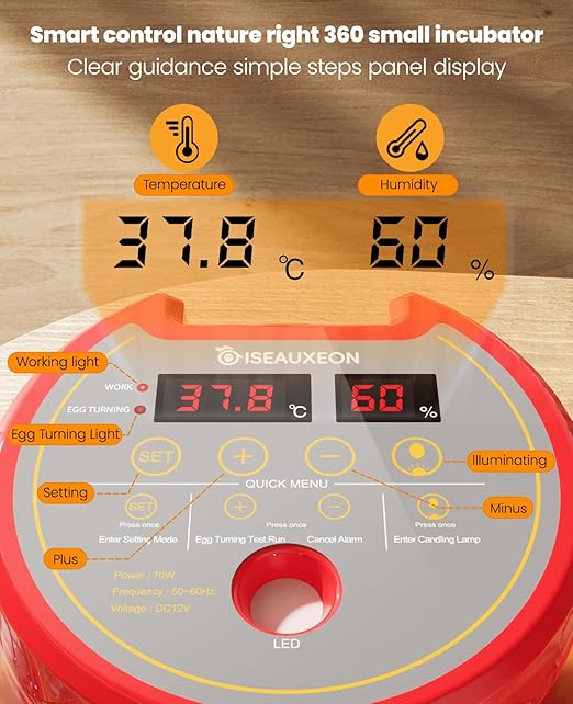 8 Chinken Incubators for Hatching Eggs with Automatic Egg Turning and Humidity Control Automatic Water Refill,Egg Candler Nature Right 360 Incubator Duck Quail Chick Turkey Hatching Incubator - Image 3
