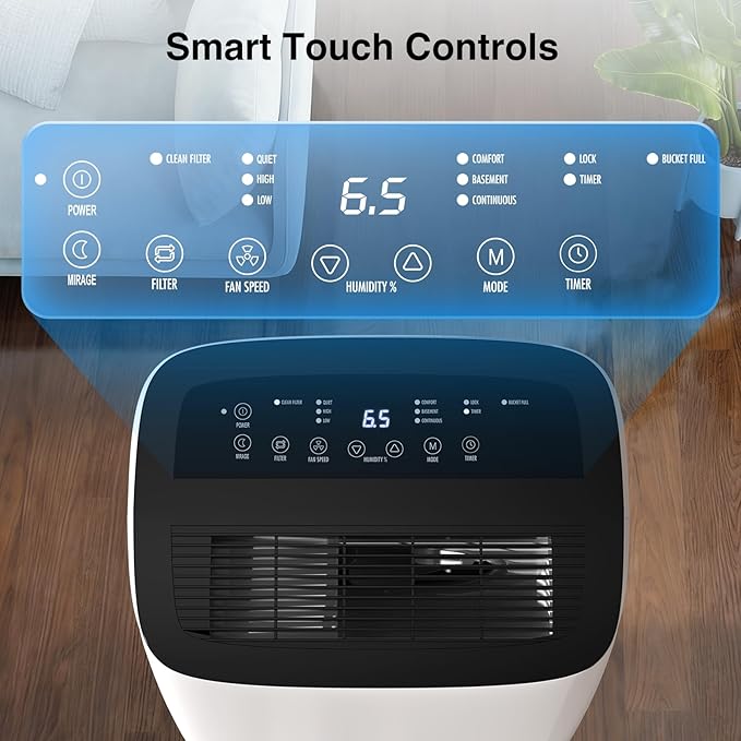 ZAFRO Dehumidifiers for Home and Basement with Drain Hose, Energy Saving Max 150 Pints Dehumidifier with Auto or Manual Drainage, Auto Defrost, Three Modes, 24Hrs Timer - Image 4