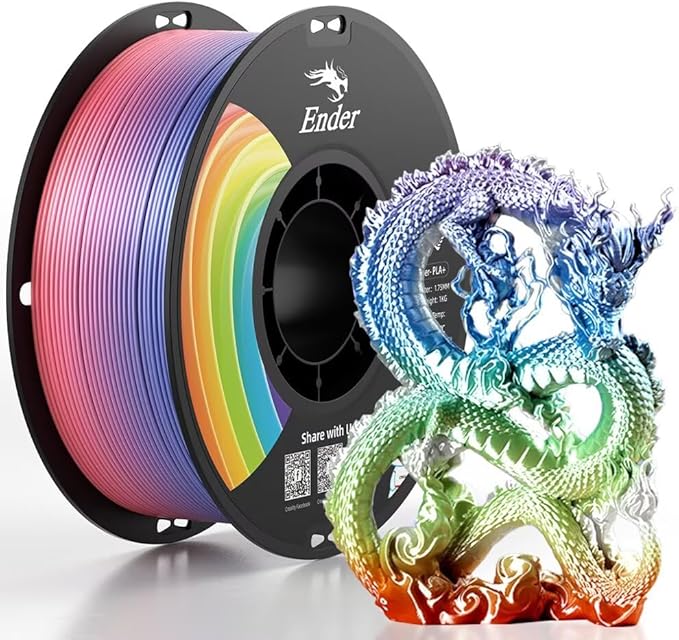 Creality 3D Printer Filament, Rainbow PLA+ Filament 1.75mm, Multicolor PLA Plus Strong Toughness Dimensional Accuracy +/- 0.03mm, PLA Pro for Most 3D Printer, 1KG Spool(2.2lbs) by Creality