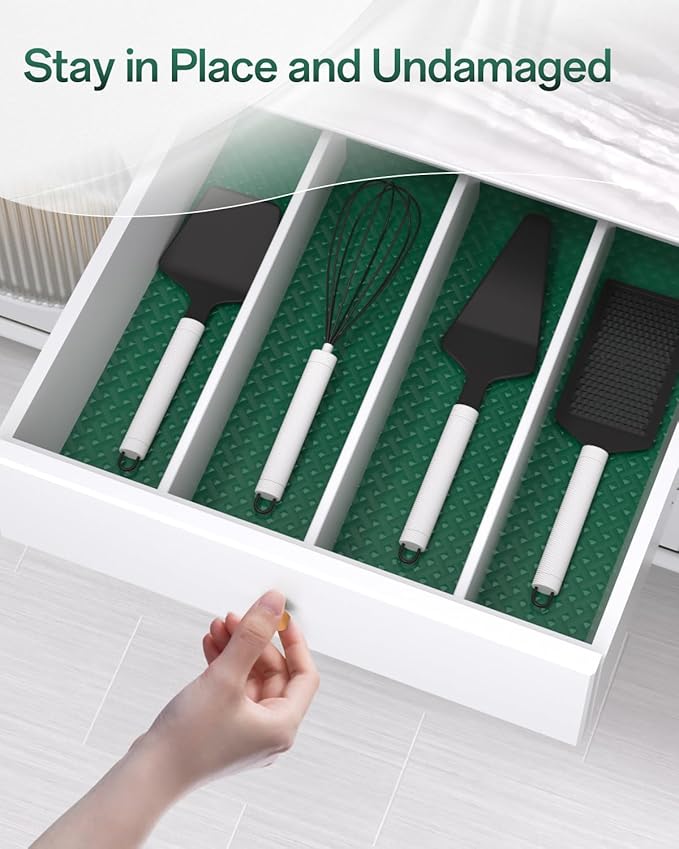 Shelf and Drawer Liner for Kitchen Cabinet, Non-Adhesive 18in x 240in Waterproof Contact Paper Refrigerator Liners Thickened Durable EVA Material Non Slip Mat for Dresser Cupboard Pantry Protector - Image 8