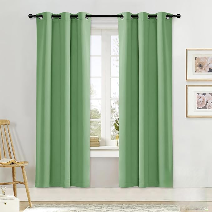 NICETOWN Blackout Curtain Blind for Bedroom, Single Panel, W34 x L72 inches, Forest Green, Thermal Insulated Grommet Blackout Room Darkening Drape/Drapery by NICETOWN