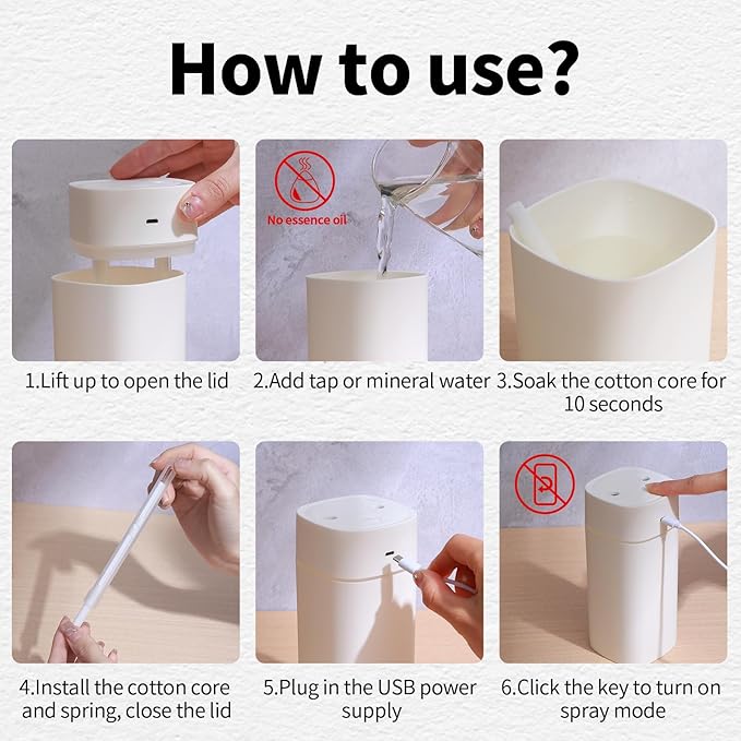 Small Humidifier for Plant, Cool Mist Humidifiers for Bedroom, Desk Mini Personal Humidifiers for Office Car, Portable Humidifier for Travel - Image 6