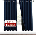NICETOWN Full Shade Curtain Panels, Pair of Energy Smart & Noise Blocking Out Blackout Drapes for Apartment Window, Thermal Insulated Guest Room Lined Window Dressing(Navy Blue, 62 x 72 inch) by NICETOWN