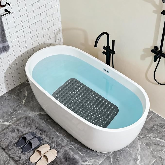 Anti-Slip Bathtub Shower mat, 27.5×14.5（Approximately 70×37cm） inch Soft Oversized Machine Washable Non-Slip Bathtub mat with Drainage Holes, Bathroom Floor Suction Cup.（1-Opaque Black） - Image 4