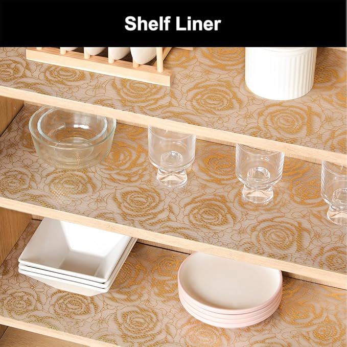 Cooyes Shelf Liner – Premium Non-Adhesive Cabinet & Drawer Liner for Kitchen – Waterproof Shelf Paper with Modern Pattern – Durable EVA Cabinet Mat – Easy to Cut （24" W x 240" L） - Image 2