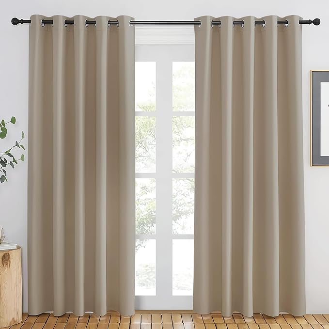 NICETOWN Taupe Blackout Curtains 84 inch Length, Grommet Top Room Darkening Drapes for Bedroom Living Room, Light Blocking Window Covering for Privacy (W66 x L84 Inch, 1 Panel) by NICETOWN