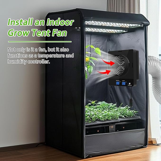 4-Inch Grow Tent Inline Duct Fan, Automatic Temperature & Humidity Sensing Control, Ventilation System for Grow Tents, Greenhouses - Image 2