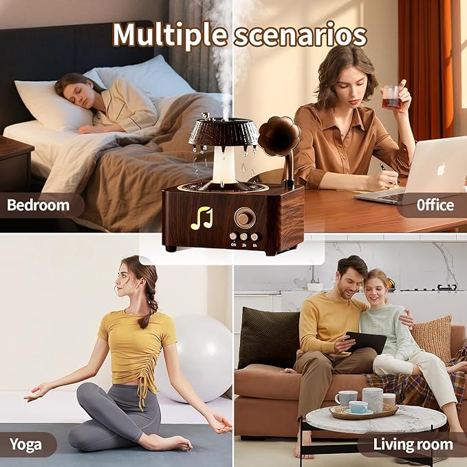 Aromatherapy Diffuser Oil Humidifier with Essential for Home, 250ml Rain Ultrasonic Aroma Diffuser. 7 Colors Light Waterless Auto Off with Remote Control for Large Room Office, Dark Wood Grain Gifts - Image 6