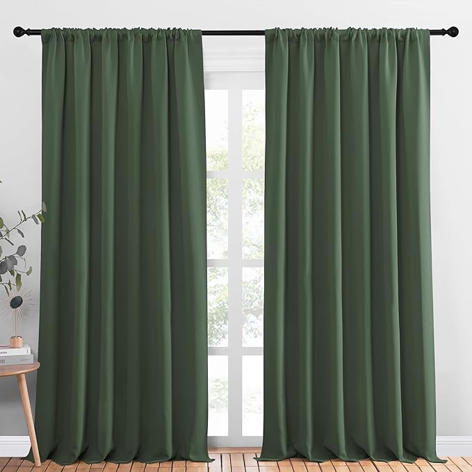 NICETOWN 2 Panels Blackout Curtains, Rod Pocket Thermal Insulated Drapess for Bedroom, Privacy Protection Easy-Care Heavy Duty Curtains for Living Room/Dining Room, W70 x L95 inches, Dark Mallard by NICETOWN
