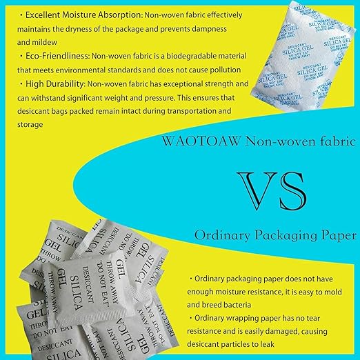 Silica Gel Packets – 50 Gram 25 Packs Desiccant Bags, Moisture Absorbers for Storage, Food Safe Desiccant Dehumidifier Packs for Seeds, 3D Filaments, Electronics, Safes, Clothes, Documents - Image 5