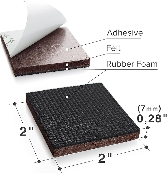X-PROTECTOR Non Slip Furniture Pads - 16 Premium Furniture Grippers 2"! Self-Adhesive Rubber Feet Furniture Feet - Ideal Non Skid Furniture Pad Floor Protectors - Keep Furniture in Place! - Image 3