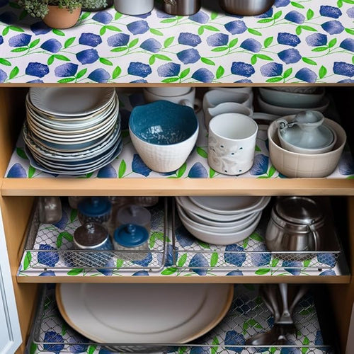 12" W x 120" L Floral Drawer and Shelf Liner for Cabinets, Non-Adhesive Strong Grip Non-Slip Flower Shelf Cabinet Kitchen Shelf Liners for Kitchen Cabinets - Image 2
