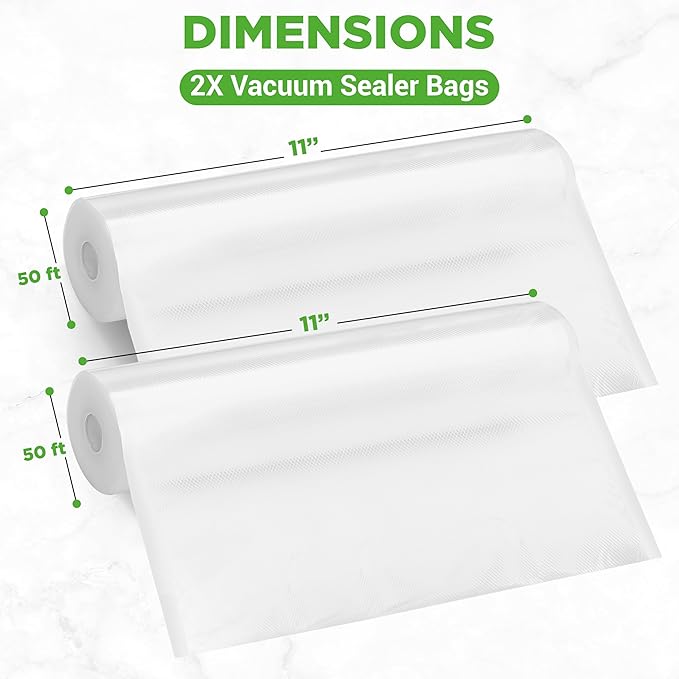 NutriChef Vacuum Sealer Bags 11x50 Rolls 2 pack for Food Saver, Seal a Meal, NutriChef, Weston. Commercial Grade, BPA Free, Heavy Duty, Great for vac storage, Meal Prep or Sous Vide - Image 3