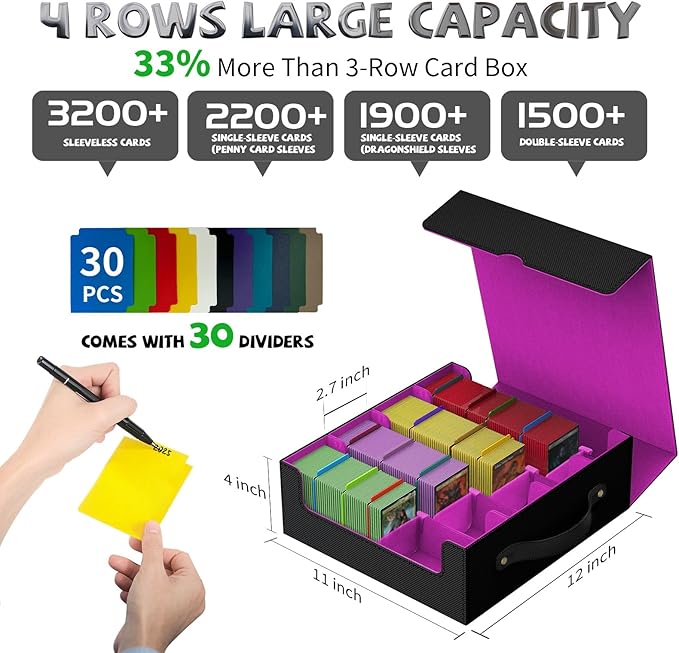 MTG Deck Boxs, Trading Card Storage Box, Card Storages Boxes, bulk card storage, Commander Decks Boxes, Sports Cards Storages, Mtg Commander Deckes Boxes,Deck Boxss Mtg (Black and Purple) - Image 4