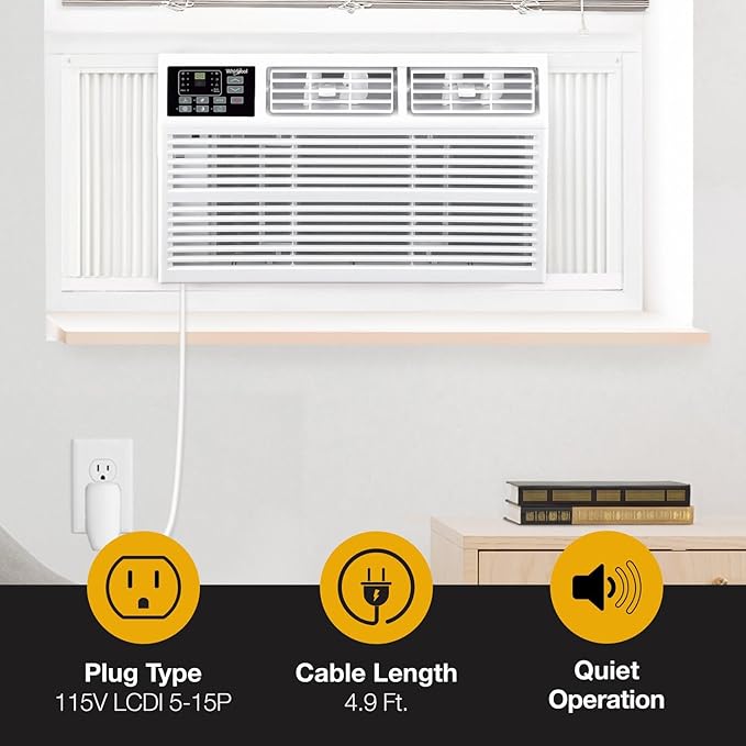 Whirlpool 8,000 BTU Window Air Conditioner with Supplemental Heat, Window Mounted AC Unit with Heater for Apartment, Living Room, Bedroom, Rooms up to 350 Square Feet - Image 10