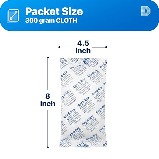 Dry & Dry 300 Gram [50 Packets] Silica Gel Packets Desiccants, Silica Packets - Rechargeable Silica Gel Packs, Desiccants Packets, Silica Gel - Image 2