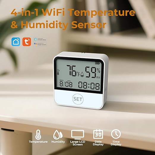 4 in 1 WiFi Thermometer Humidity Meter Baby Thermometer Hygrometer with Remote App Control Digital Temperature and Humidity Sensor for House Wine Cellar Greenhouse - Image 4