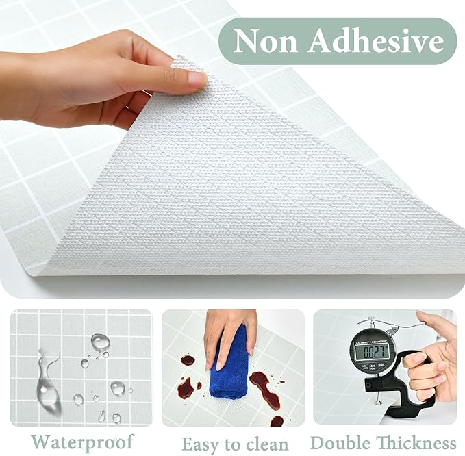 Drawer and Shelf Liner for Kitchen Cabinet: 12 in X 30 Ft Non Slip Waterproof Shelf Paper Non Adhesive Refrigerator Liners Light Gray Grid Easy Liners for Bathroom - Image 5