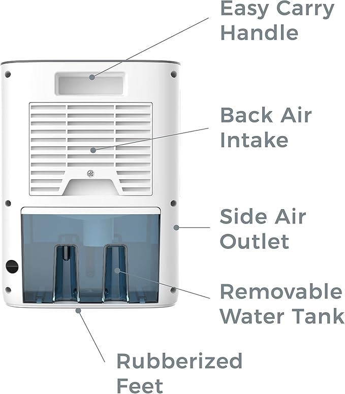 Pure Enrichment PureDry Deluxe Dehumidifier - Mid-Sized 1.5L Water Tank Eliminates 500ml/day in Excess Moisture from Closets, Bathrooms, Basements, Boats, Kitchens and Other Small to Mid-Sized Areas - Image 6