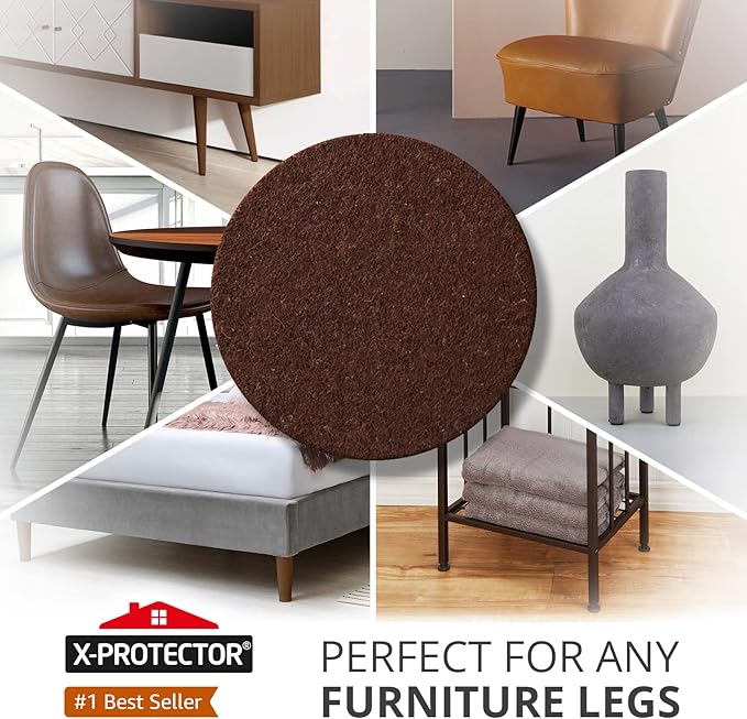 Felt Furniture Pads X-PROTECTOR - 48 Premium Floor Protector Chair Felts for Feet Wood Floors Best Hardwood Protect Your Hard Floors! (Brown) - Image 3