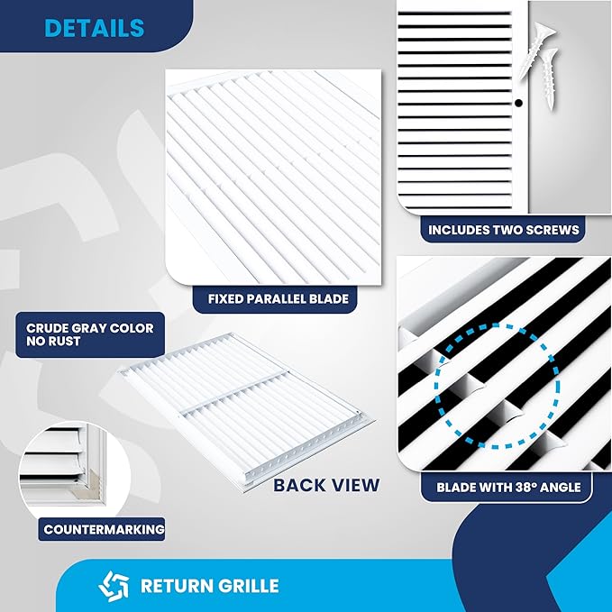 24x16 Inch (Duct Opening) Air Return Vent Cover Decorative – Premium Aluminum AC Vent Cover for Ceiling & Wall, Rustproof Grille, Ideal for Home HVAC Grille, Durable & Easy to Install by ACLAMINAIRE - Image 9