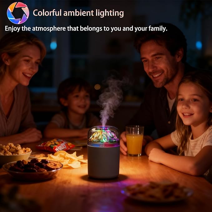 Small Humidifier-Car humidifiers with colored lights, USB Personal Desktop Humidifier for Baby Bedroom Office Home,2 Mist Modes,Whisper-Quiet Operation - Image 2