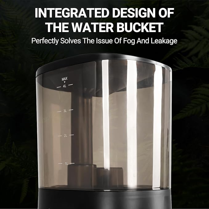 REPTI ZOO 4L Reptile Fogger Mister, Reptile Humidifier with Integrated Water Tank Design for Reduced Leaking, Ultra Quiet Terrariums Digital Tank Timing Humidifier, Intermittent Humidification Fogger - Image 2