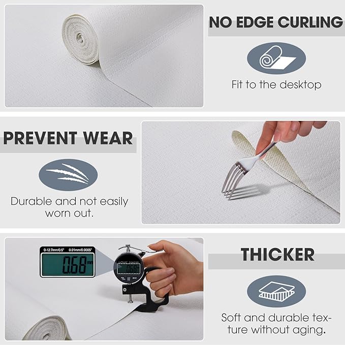 Drawer and Shelf Liner, Non-Slip Kitchen Cabinet Liners Non-Adhesive Thick Strong Grip Waterproof Washable Mats Protect Dresser Shelves Cupboard Bathroom Cabinets, White, 20 in X 10 FT - Image 6