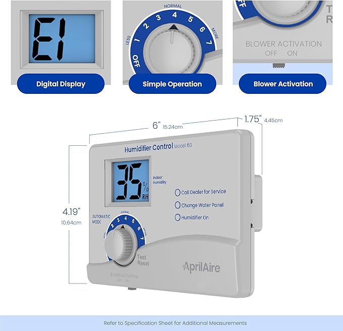 AprilAire 60 Automatic Digital Whole-House Humidifier Control Humidistat with Outdoor Temperature Sensor for AprilAire Whole-House Humidifiers, Low Voltage 24VAC - Image 3