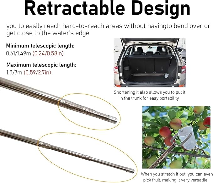 ERRULAN Telescopic Water Sampler Dipper, Ultra Light Rod Plastic Beaker Pendulum Beaker Sampler for Environmental Monitoring, Water Quali, 500/1000ml Sludge Judge Sampling(1000ml,1.11-3m/3.6-9.8 ft) - Image 6