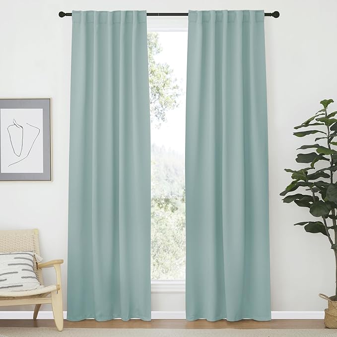 NICETOWN Blackout Curtain Panels Window Draperies - (Aqua Blue Color) 34-Inch Wide x72-Inch Long, 2 Pieces, Home Decoration Light & Noise Reducing Window Covering Room Darkening Drapes for Bedroom by NICETOWN