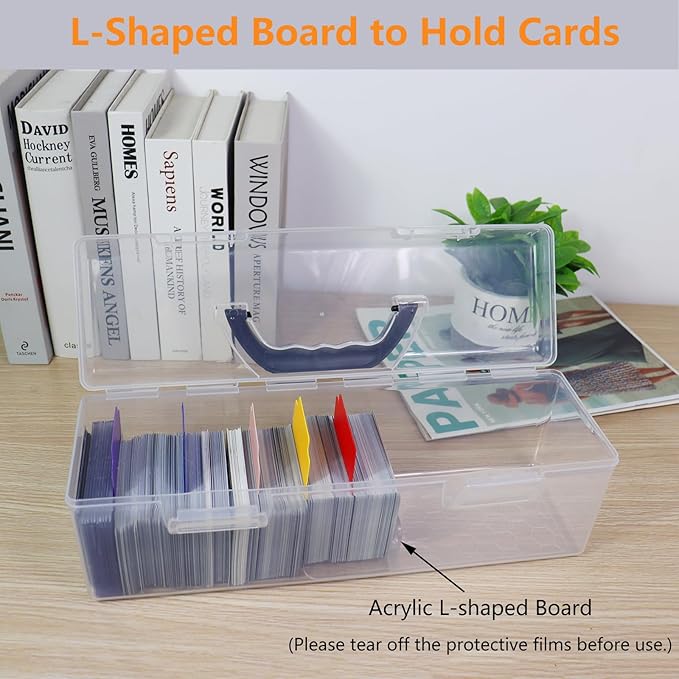 Plastic Trading Card Storage Box, Toploader Baseball Football Sports Card Storage Case with Handle, Clear Playing Card Holder, Holds Up to 200 Toploaders 750 Cards, Fit for Toploader and Standard Card - Image 3