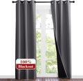 NICETOWN Grey Full Shade Curtain Panels, 37" Wide x 80" Long, Gray, Pair of Thermal Insulated & Energy Efficiency Blackout Curtains for Living Room Windows, Lined Silky Performance Window Dressing by NICETOWN
