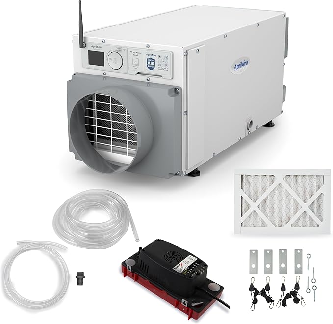 AprilAire E070W Smart Wi-Fi Crawl Space Dehumidifier, 70-Pint Commercial Whole-House Dehumidifier for Basement, Crawlspace & Home up to 2,200 Sq. Ft. with Pump, Drain Hose, Hanging Kit, MERV 11 Filter by AprilAire